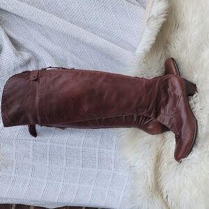 Brown‎ leather  knee high boots 37 5/6
